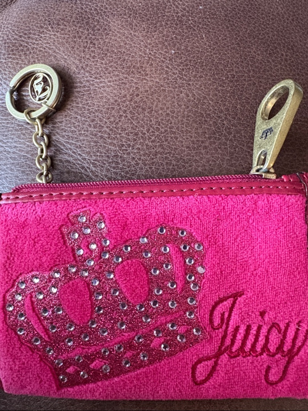Juicy Couture Hot Pink Rhinestone‎ Crown Coin Pouch